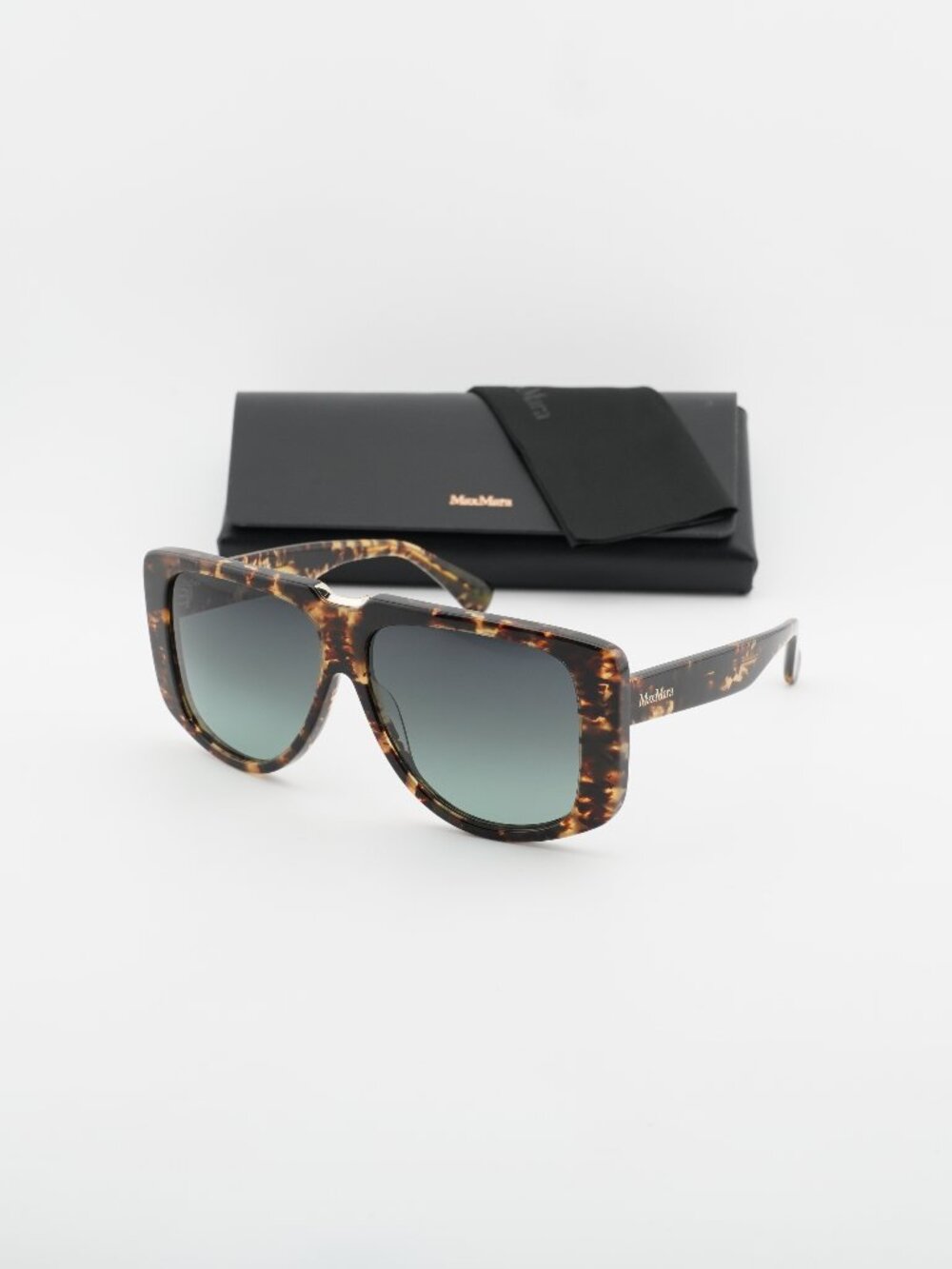 Max Mara SPARK1 MM0075 52P Shield Sunglasses - Dark Havana / Green